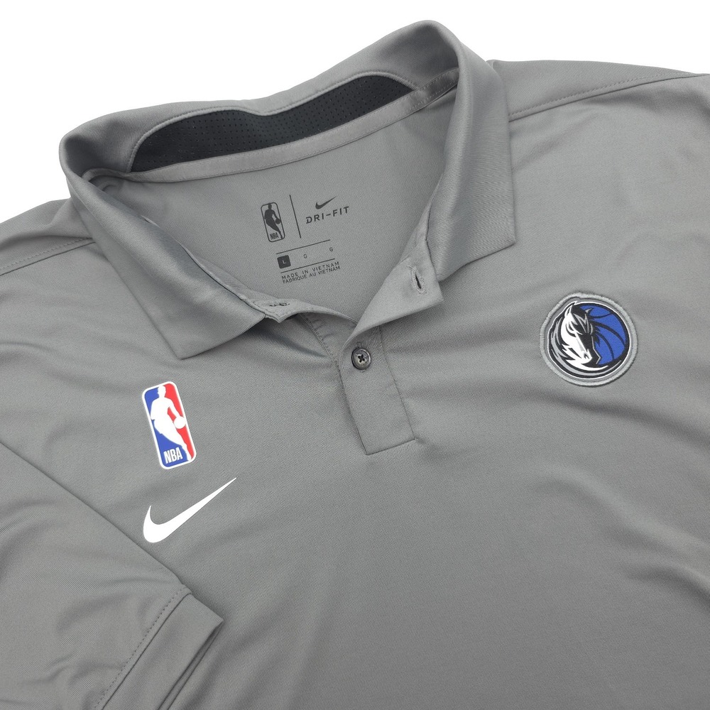 Official NBA Nike Dallas Mavericks Golf Polo Shirt Dri-Fit Men L Gray AV1772-002